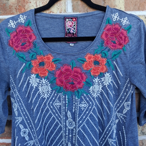 💐 Johnny Was Inticate Floral Short Sleeve Top Tunic Sz.XS - Picture 3 of 14